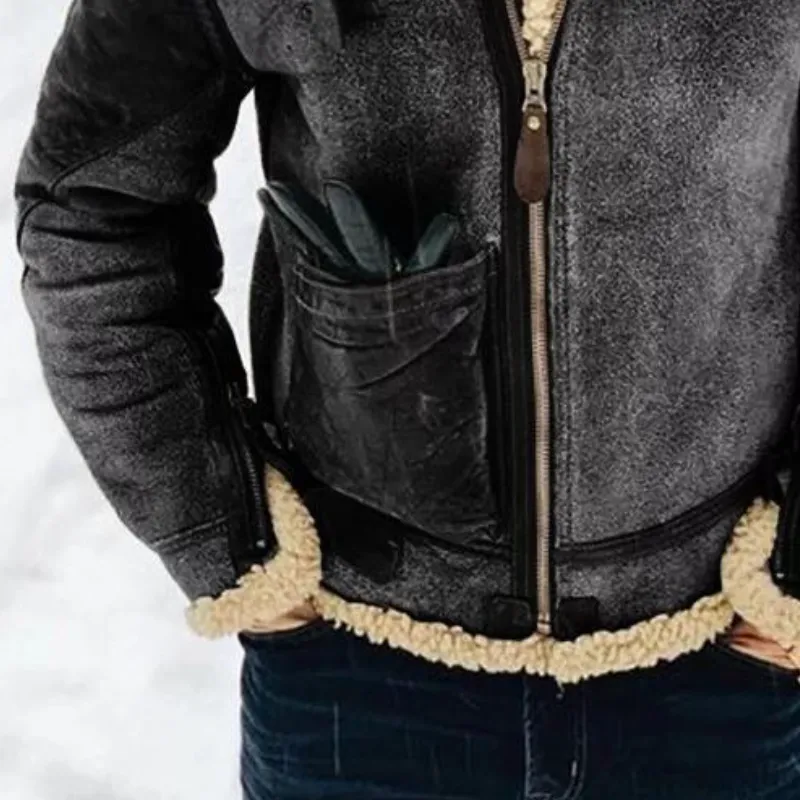 Men's Classic Vintage Casual Zipper Faux Leather Jacket 00088825K sold by Manly product image thumbnail 4