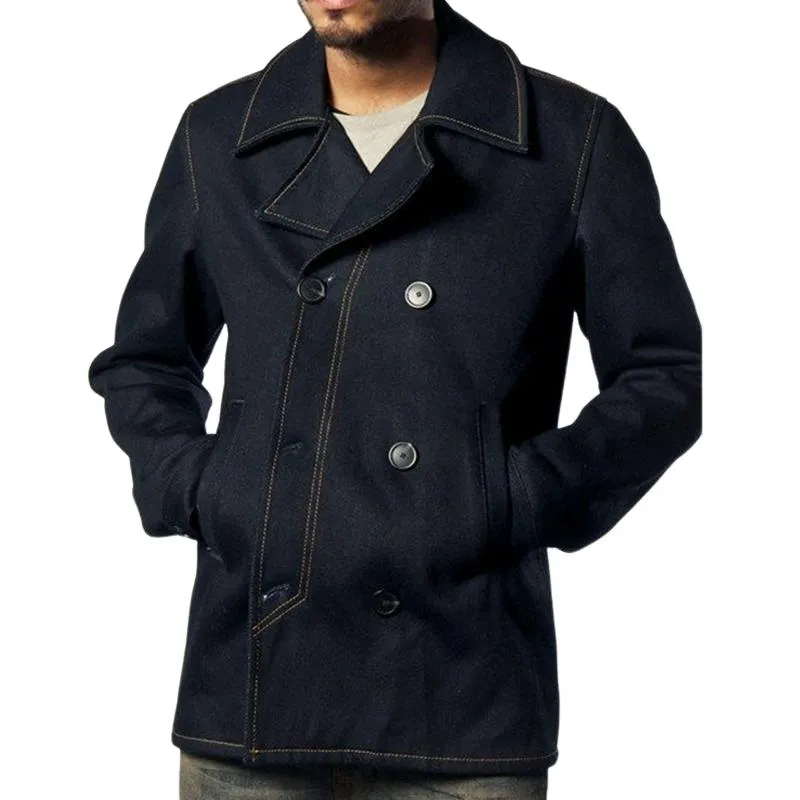 Men's Vintage Dark Blue Denim Double Breasted Jacket 70875116U sold by Manly