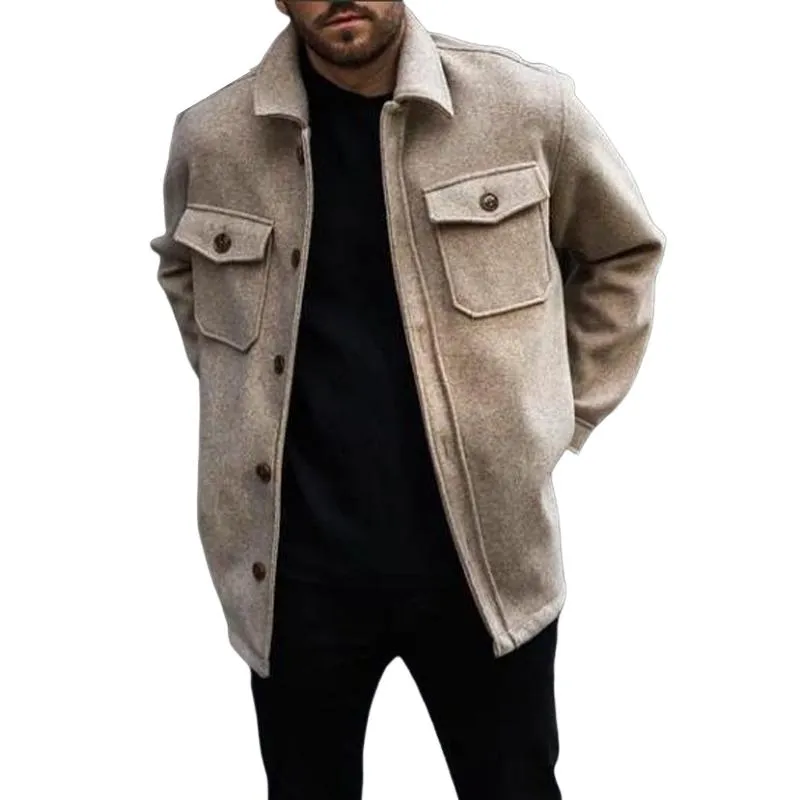 Men's Solid Lapel Button Jacket 77826334U sold by Manly