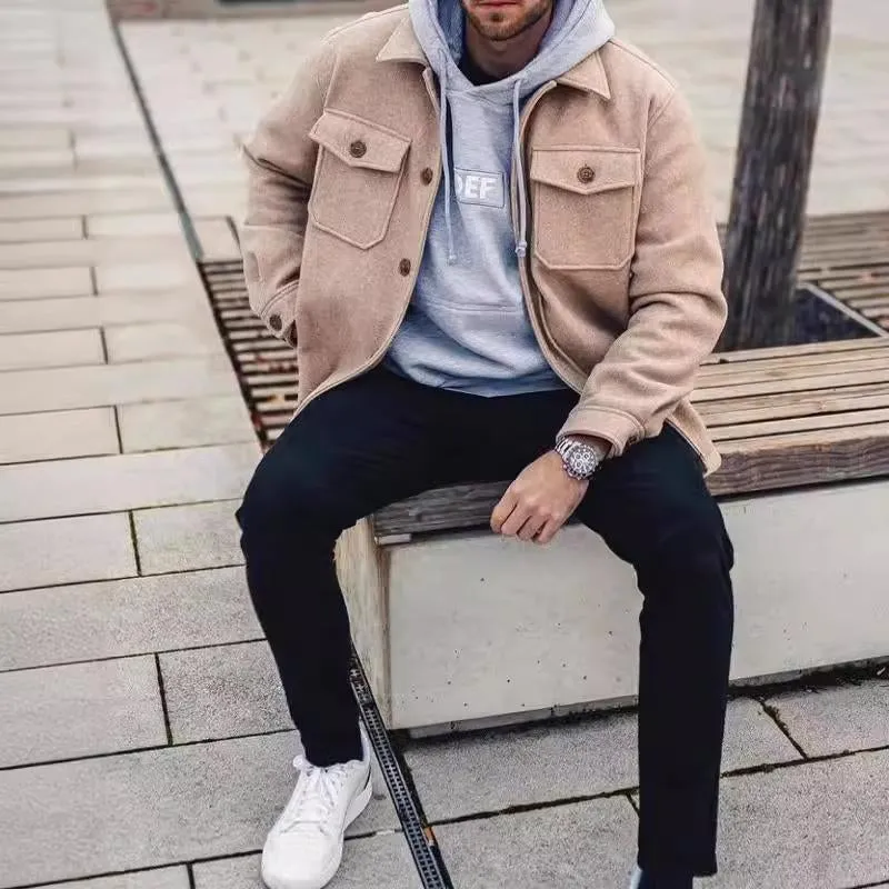 Men's Solid Lapel Button Jacket 77826334U sold by Manly product image thumbnail 3