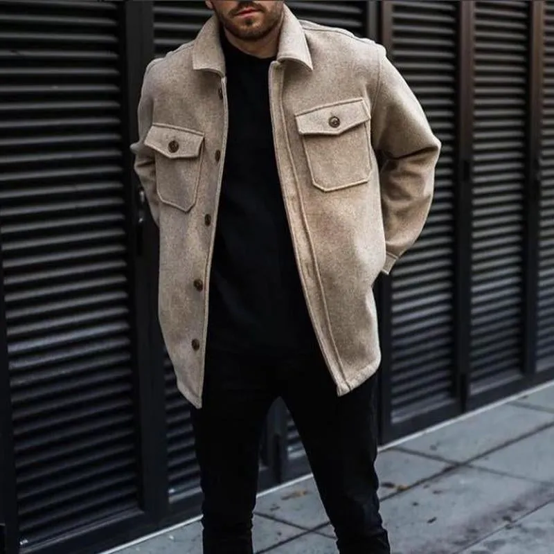 Men's Solid Lapel Button Jacket 77826334U sold by Manly product image thumbnail 4