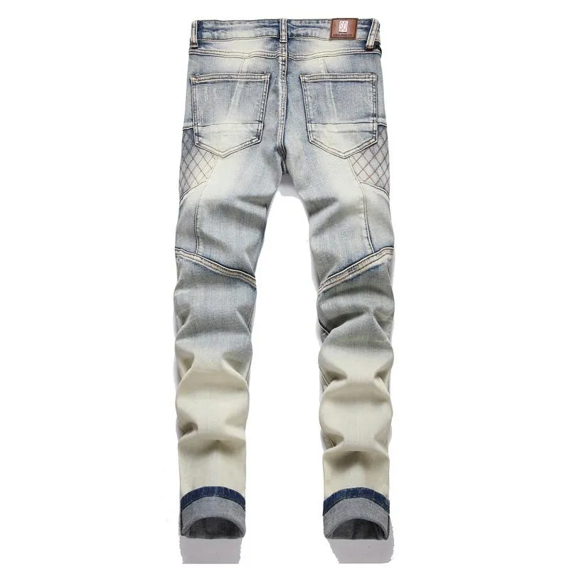 Men's Punk Patchwork Ripped Stretch Jeans 32517765U sold by Manly product image thumbnail 2