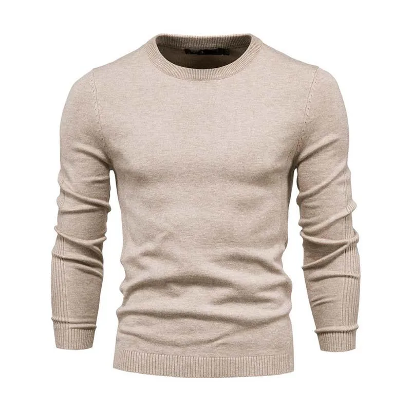 Men's Classic Casual Solid Color Round Neck Slim Sweater 81109540K sold by Manly