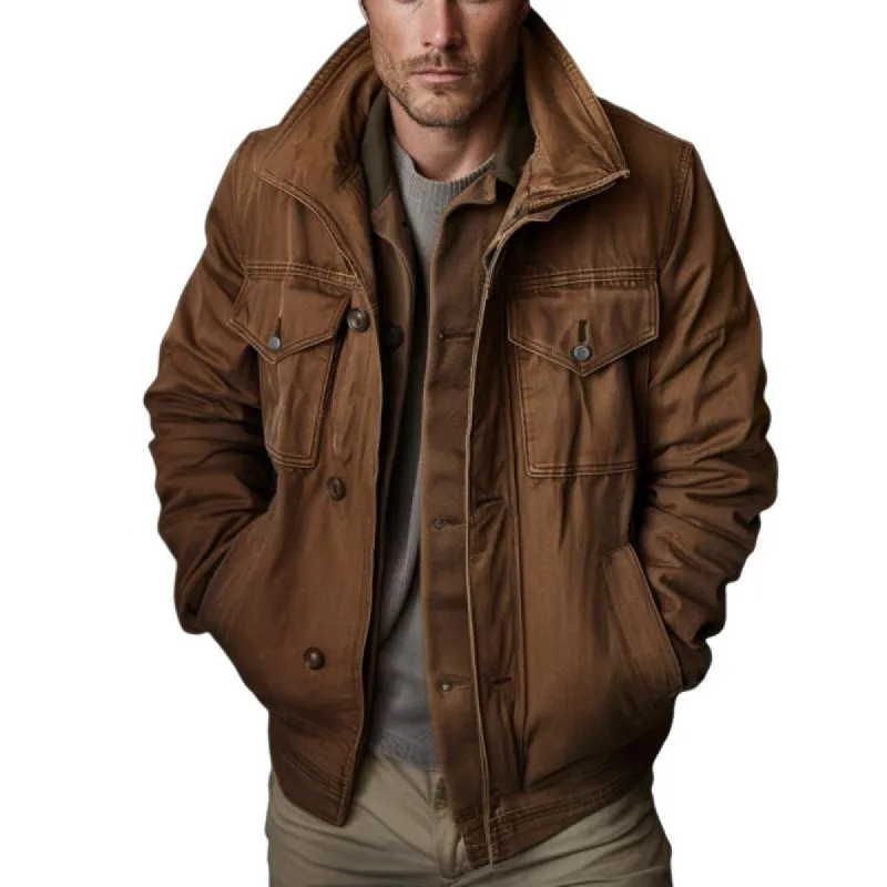 Men's Casual Retro Brown Denim Jacket 92645050F sold by Manly