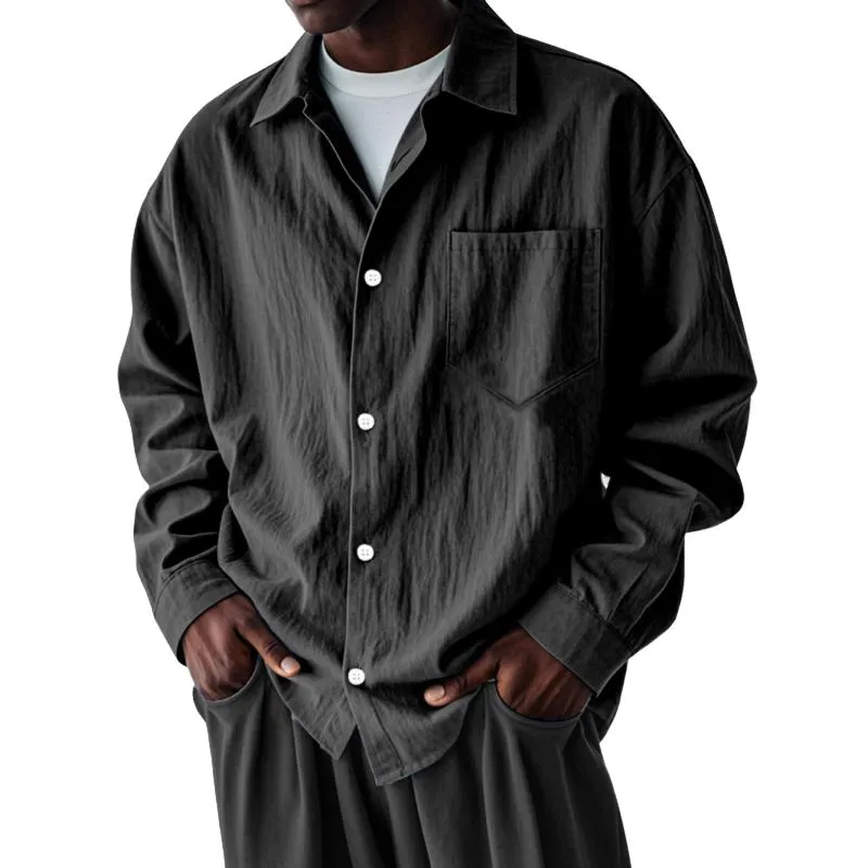Men's Casual Cotton Linen Lapel Loose Long-sleeved Shirt 49288058M sold by Manly product image thumbnail 3