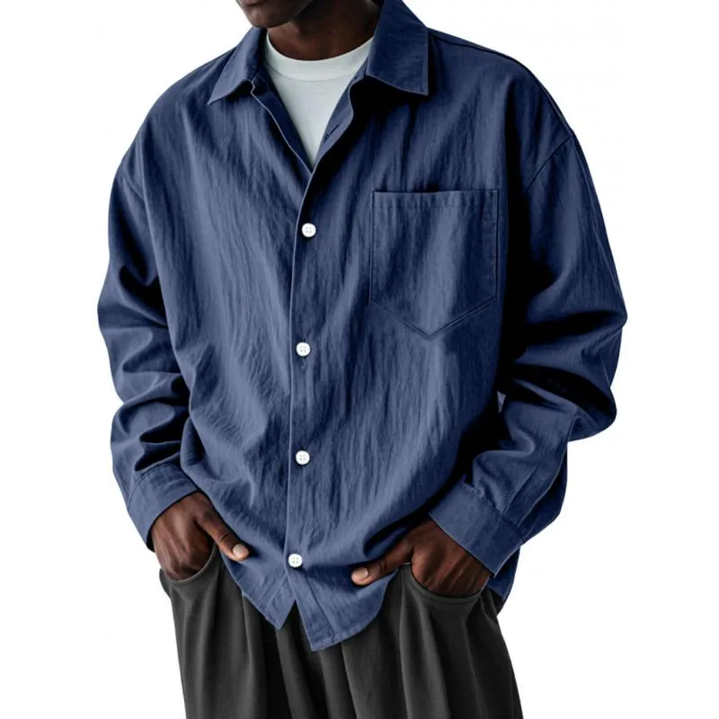 Men's Casual Cotton Linen Lapel Loose Long-sleeved Shirt 49288058M sold by Manly product image thumbnail 4