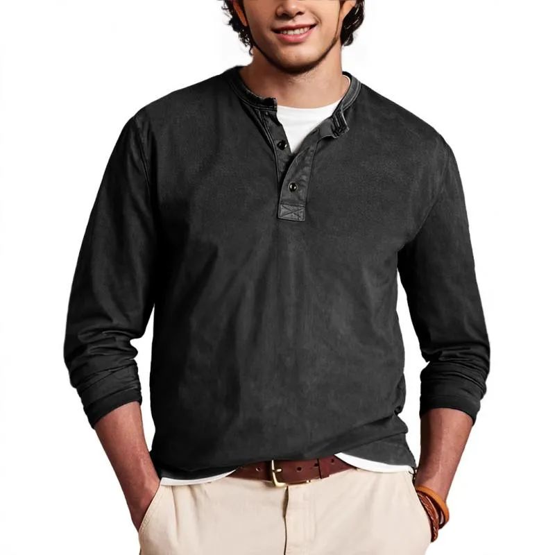 Men's Casual Solid Color Henley Collar Slim Fit Long Sleeve T-Shirt 39494001M sold by Manly product image thumbnail 3