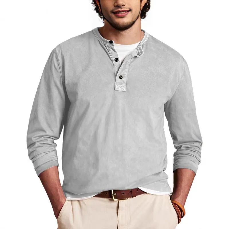 Men's Casual Solid Color Henley Collar Slim Fit Long Sleeve T-Shirt 39494001M sold by Manly product image thumbnail 4