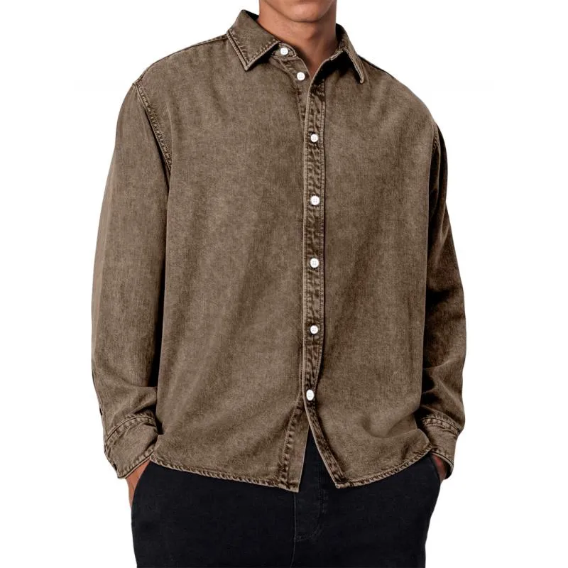 Men's Casual Lapel Loose Long Sleeve Shirt 49255598M sold by Manly