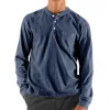 Men's Casual Henley Collar Loose Long Sleeve T-Shirt 18750210M sold by Manly