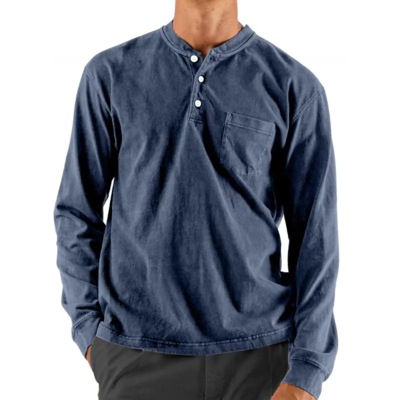 Men's Casual Henley Collar Loose Long Sleeve T-Shirt 18750210M sold by Manly
