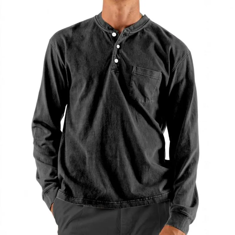 Men's Casual Henley Collar Loose Long Sleeve T-Shirt 18750210M sold by Manly product image thumbnail 4