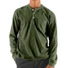 Men's Casual Henley Collar Loose Long Sleeve T-Shirt 18750210M sold by Manly