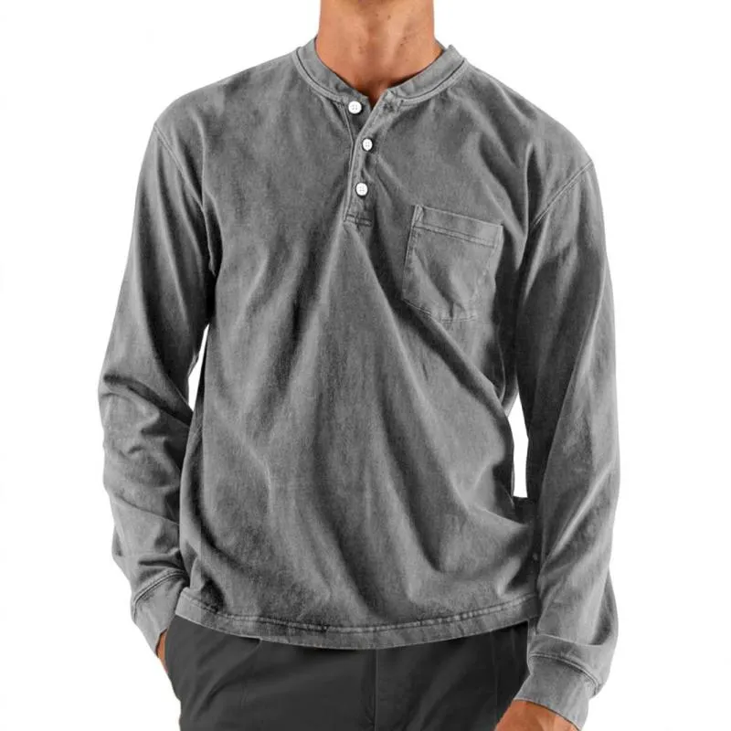 Men's Casual Henley Collar Loose Long Sleeve T-Shirt 18750210M sold by Manly product image thumbnail 3