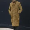 Men's Vintage Herringbone Lapel Single Breasted Long Coat 83021692M sold by Manly