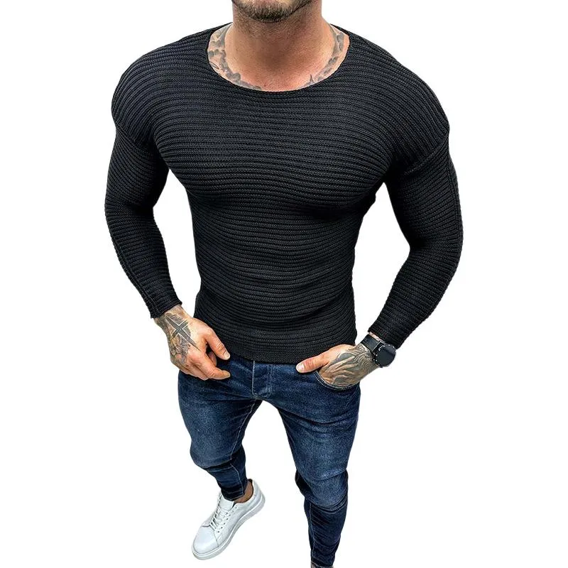 Men's Solid Color Long Sleeve Round Neck Pullover Knitted Sweater 76428756X sold by Manly product image thumbnail 4