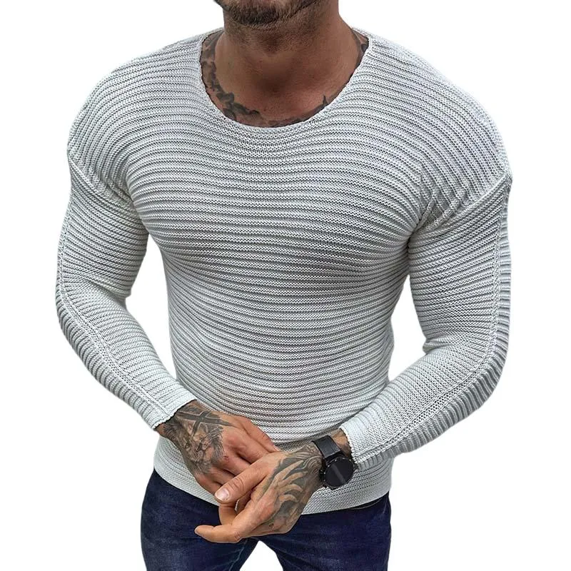 Men's Solid Color Long Sleeve Round Neck Pullover Knitted Sweater 76428756X sold by Manly product image thumbnail 2