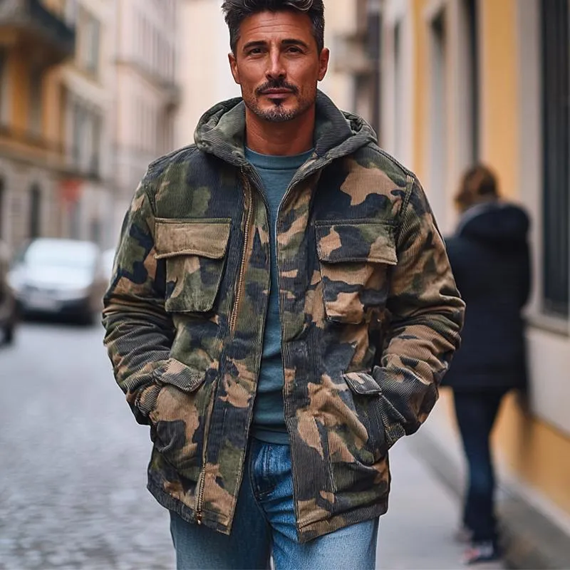 Men's Vintage Camouflage Multi-Pocket Hooded Coat 04587941X sold by Manly product image thumbnail 2