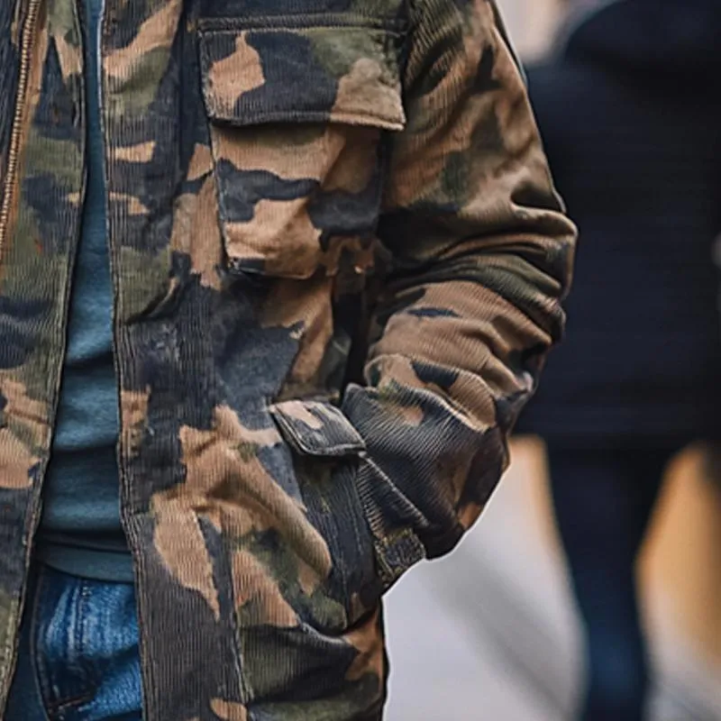 Men's Vintage Camouflage Multi-Pocket Hooded Coat 04587941X sold by Manly product image thumbnail 3