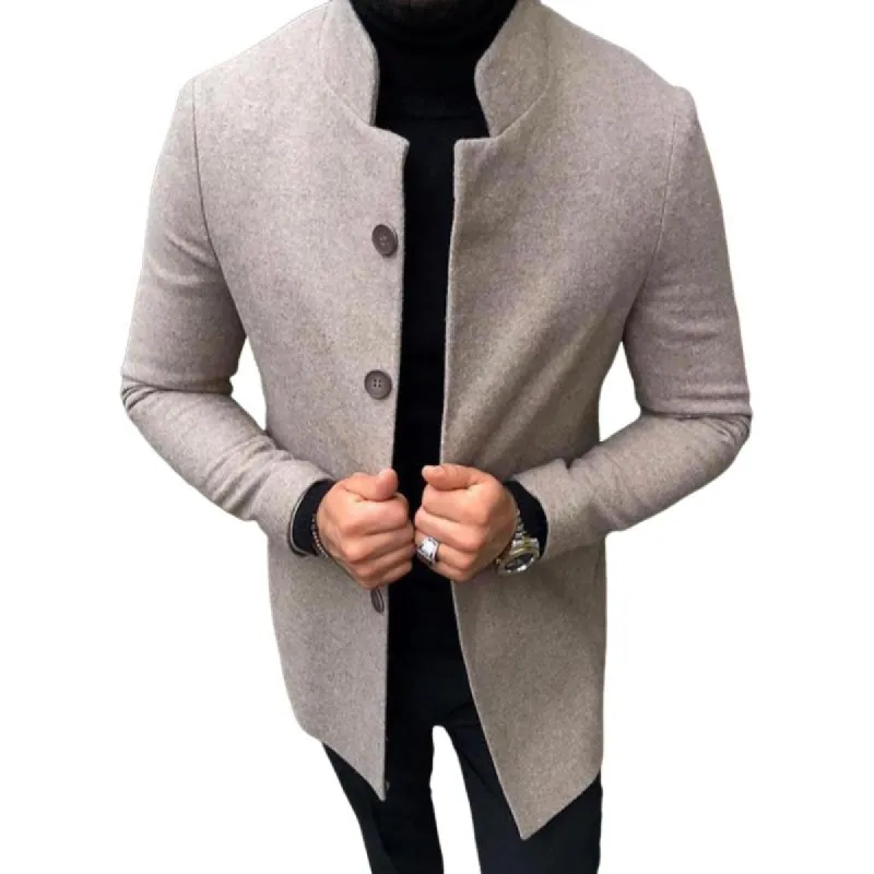 Men's Retro Casual Solid Color Mid-Length Single-Breasted Coat 80489960TO sold by Manly