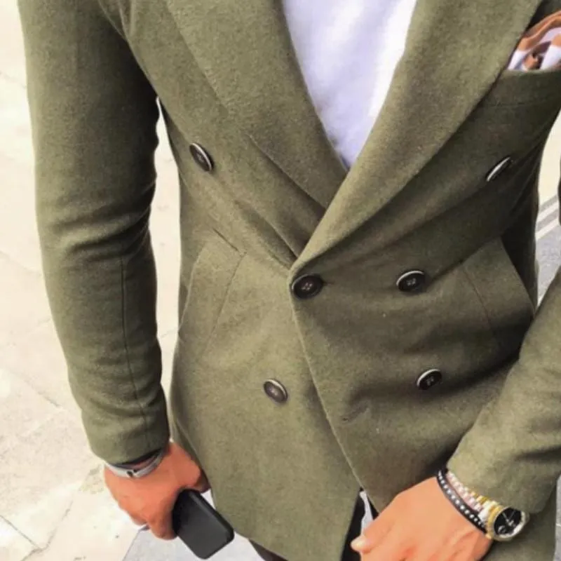 Men's Retro Casual Solid Color Mid-Length Double-Breasted Coat 40064773TO sold by Manly product image thumbnail 3