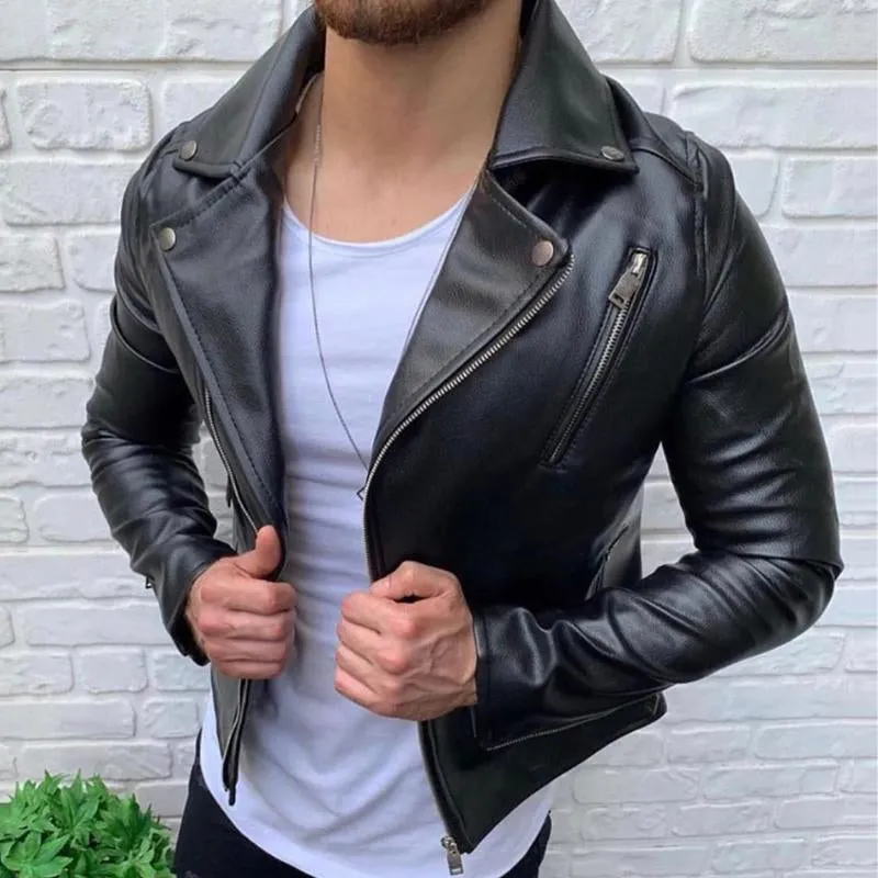 Men's Vintage Casual Zipper Leather Jacket 84762929TO sold by Manly product image thumbnail 2