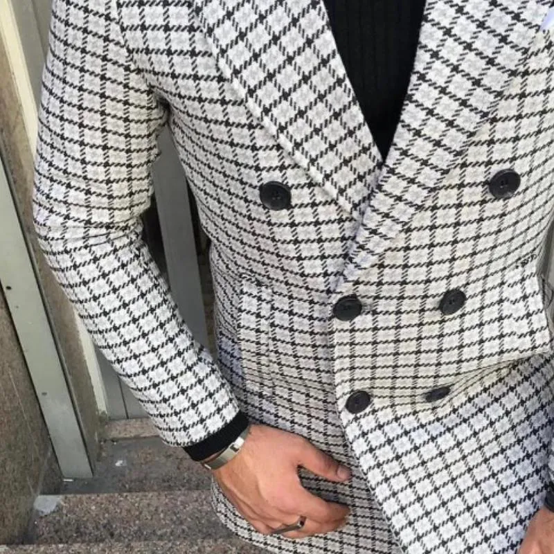 Men's Retro Casual Plaid Mid-Length Double-Breasted Coat 94794295TO sold by Manly product image thumbnail 3