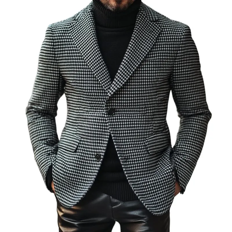 Men's Vintage Houndstooth Notch Lapel Single Breasted Slim Fit Blazer 33001051M sold by Manly