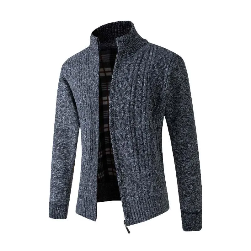 Men's Retro Classic Casual Thickened Knitted Stand Collar Slim Cardigan 82851095K sold by Manly product image thumbnail 4