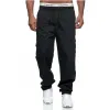 Men's Classic Casual Multi-pocket Loose Straight Cargo Pants 77972988K sold by Manly