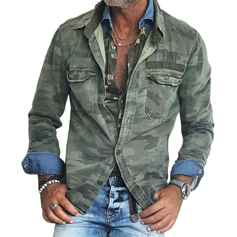 Men's Camouflage Print Lapel Shirt 31075142U sold by Manly