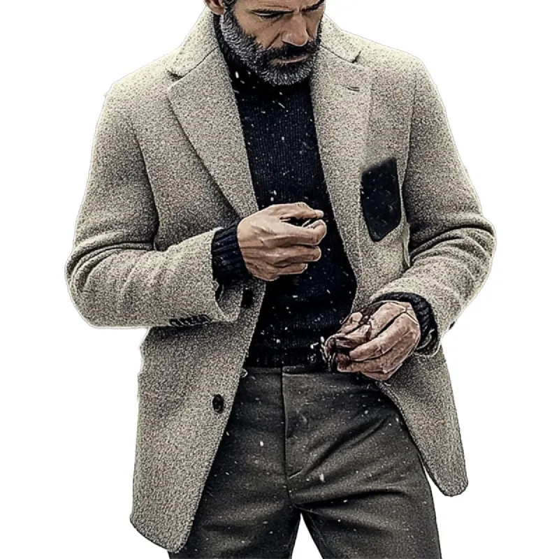 Men's Vintage Tweed Lapel Midi Coat 92751742U sold by Manly