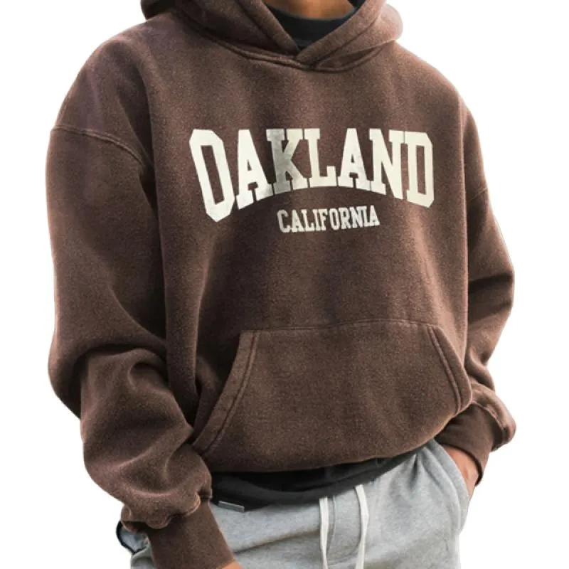 Men's Retro Brown Casual Print Hoodie 69397875U sold by Manly