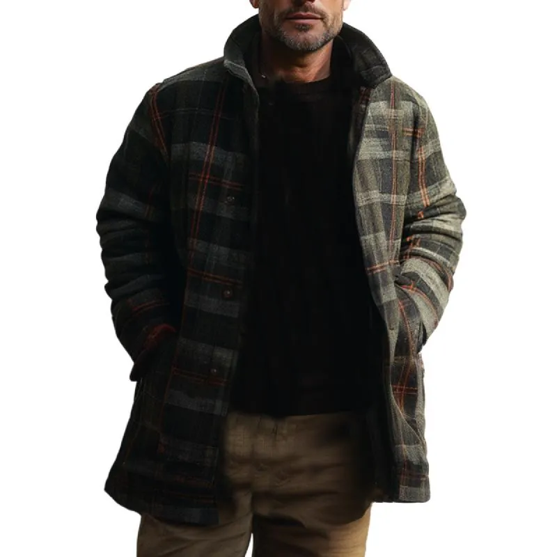 Men's Retro Plaid Mid-Length Coat 38277988U sold by Manly