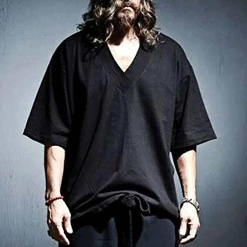 Men's Casual V-Neck Solid Color Short Sleeved T-Shirt 38104791M sold by Manly product image thumbnail 2