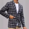 Men's Retro Casual Simple Plaid Pocket Blazer 14896861TO sold by Manly