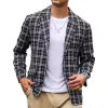 Men's Retro Casual Simple Plaid Pocket Blazer 14896861TO sold by Manly