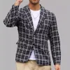 Men's Retro Casual Simple Plaid Pocket Blazer 14896861TO sold by Manly