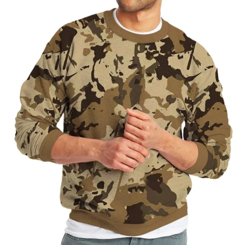 Men's Retro Casual Camouflage Print Crew Neck Sweatshirt 50640186TO sold by Manly