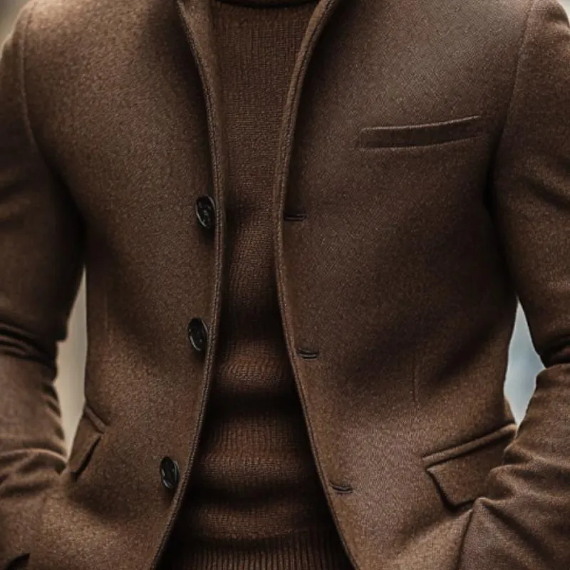 Men's Vintage Wool Blend Stand Collar Single Breasted Slim Blazer 70290625M sold by Manly product image thumbnail 3