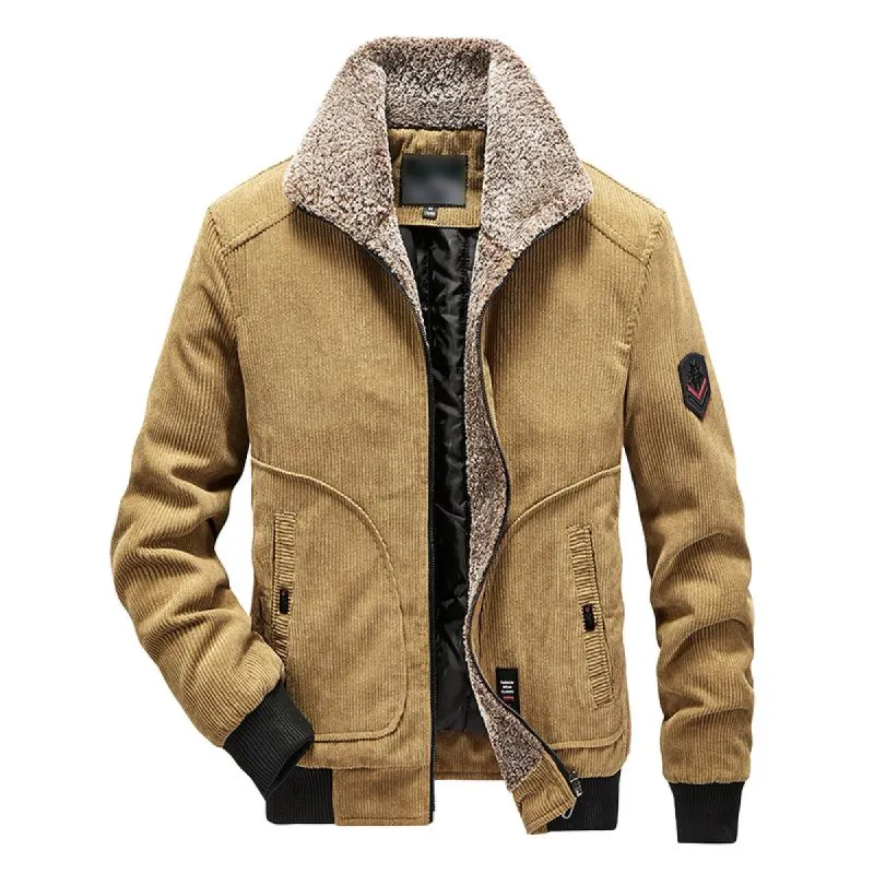 Men's Stand Collar Corduroy Warm Jacket 59115185F sold by Manly