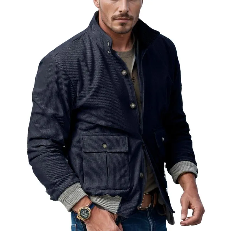 Men's Casual Stand Collar Corduroy Work Jacket 63319676F sold by Manly product image thumbnail 2