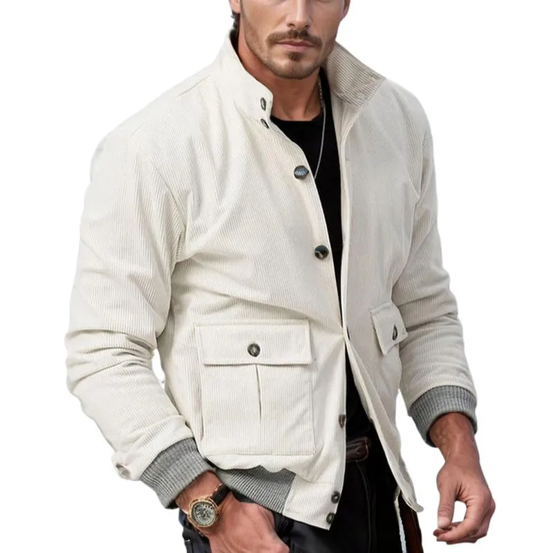 Men's Casual Stand Collar Corduroy Work Jacket 63319676F sold by Manly