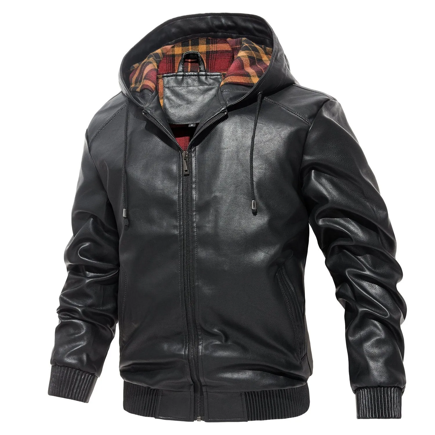 Men's Casual All-match Hooded Leather Jacket 49777250F sold by Manly product image thumbnail 4