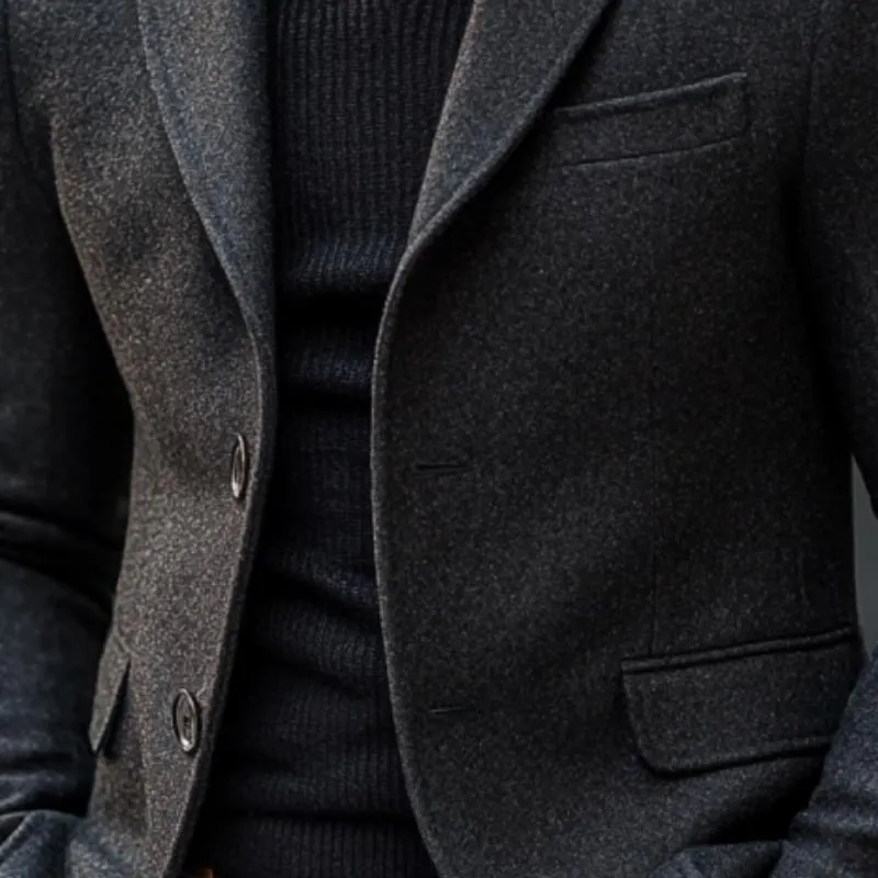 Men's Vintage Wool Blend Notch Lapel Single Breasted Slim Fit Blazer 12714008M sold by Manly product image thumbnail 3