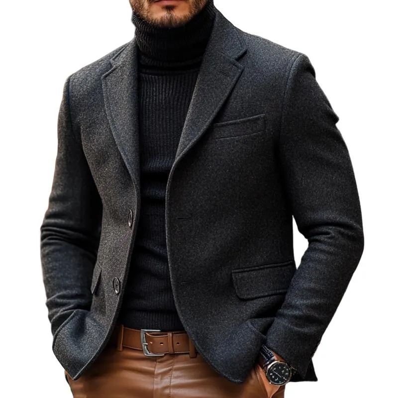 Men's Vintage Wool Blend Notch Lapel Single Breasted Slim Fit Blazer 12714008M sold by Manly
