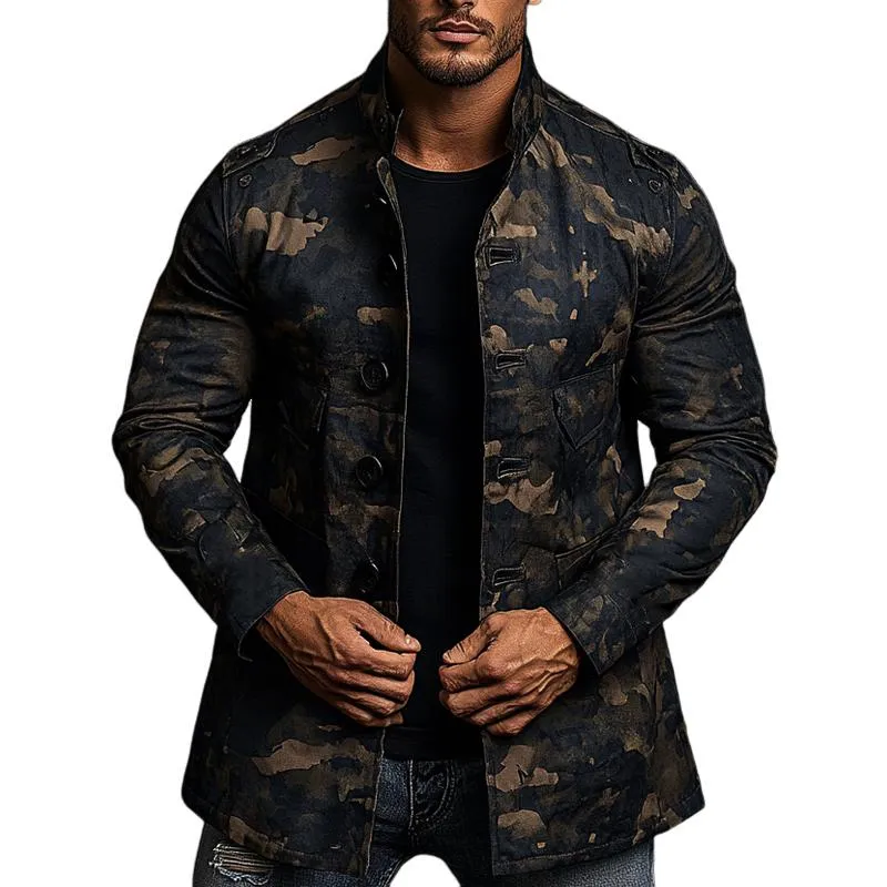 Men's Camouflage Print Mid-length Coat 21297003X sold by Manly