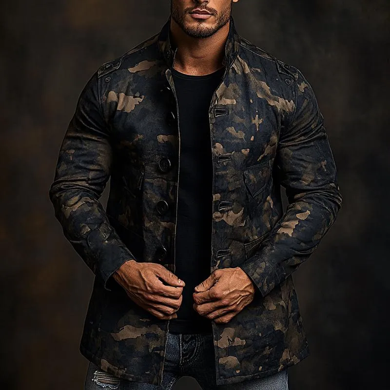 Men's Camouflage Print Mid-length Coat 21297003X sold by Manly product image thumbnail 3