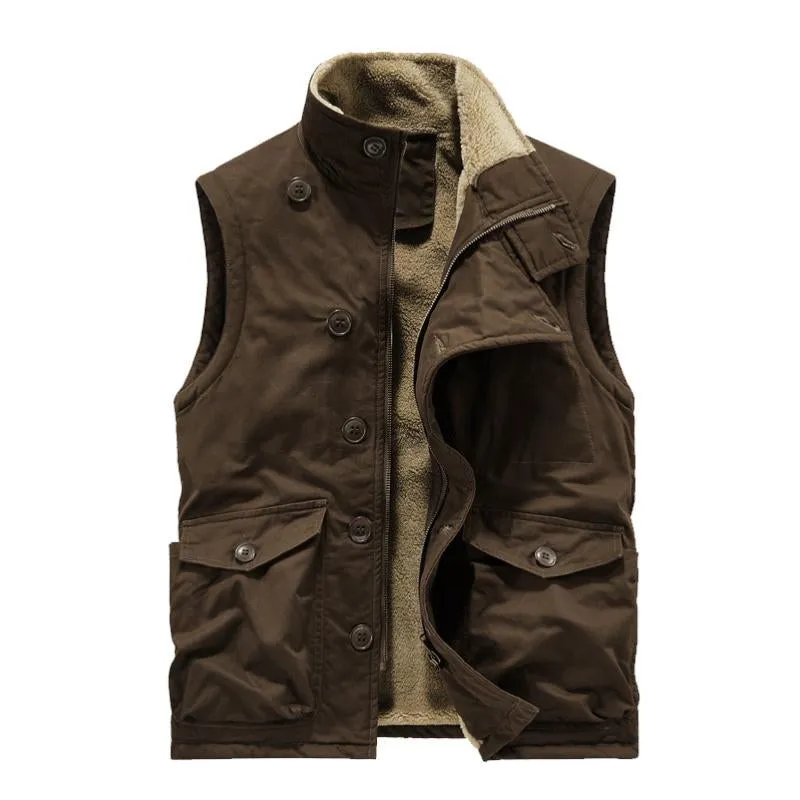 Men's Retro Casual Hunting Suits Plus Velvet Single Breasted Vest 57636101TO sold by Manly