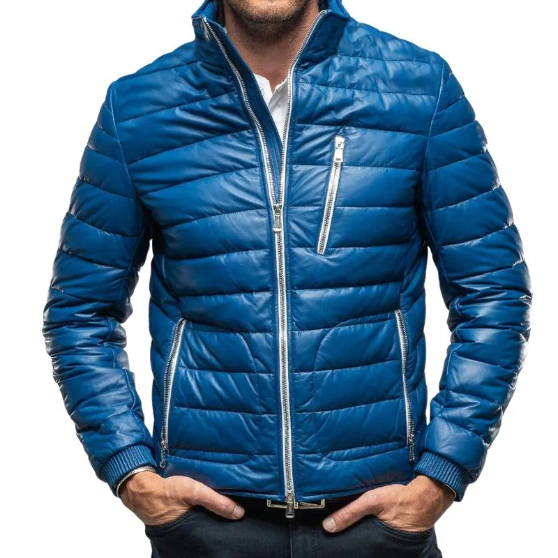 Men's Solid Color Quilted Cotton Warm Zipper Jacket 32249907Y sold by Manly